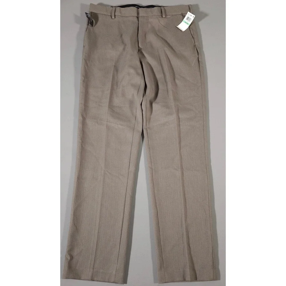 Van Heusen‎ Dress Pants Mens 34x32 Taupe Traveler Slim Fit Non-Iron 505M128230